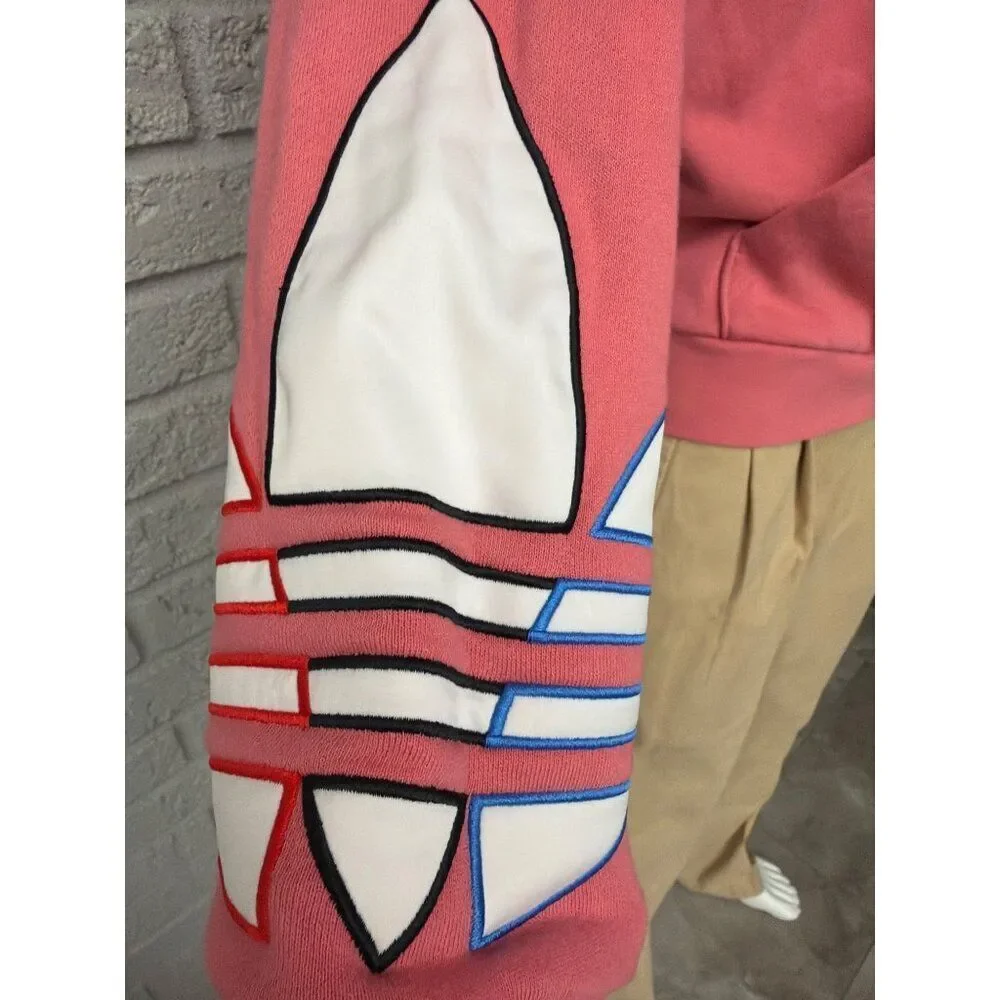 Adidas Men’s Tricolor Trefoil Hoodie Hazy Rose Sweatshirt Size M